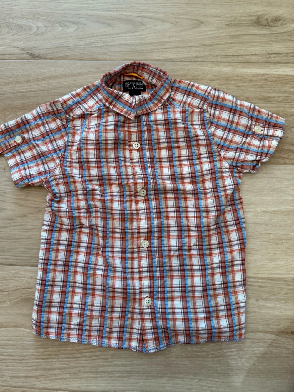 The Children's Place 3T Short Sleeve Plaid Button Down Shirt Boys